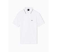 Armani Exchange Polo da Uomo Essential, Manica Corta Stiped Collar Side Monogram Logo Polo off White, L, Bianco Sporco, L