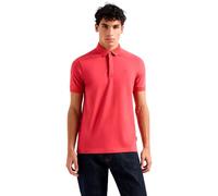 Armani Exchange Polo da Uomo in piqué Tinta Unita con Logo Circolare, Cardinale, L