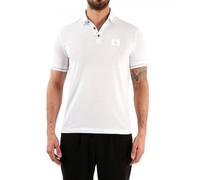 Armani Exchange Polo da Uomo Regular Fit in Jersey di Cotone Metallizzato con Toppa a Icona, Bianco, XX-Large