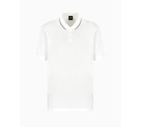 Armani Exchange Polo da Uomo Utitlity Edge, Collar Stripes, Logo Embroidered, Bianco Sporco, L