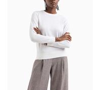 Armani Exchange Polsini a Costine, Scollo Rotondo, Logo Ricamato sul Lato Felpa, ISO, S Donna