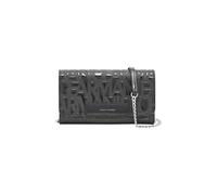 Armani Exchange Portafoglio da donna con catena, motivo in rilievo, nero