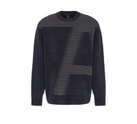 Armani Exchange Pullover da uomo in edizione limitata a linea con righe orizzontali e logo grande, Navy, S