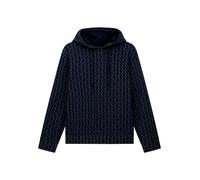 Armani Exchange Essential, all Over Logo Felpa con Cappuccio, Nero/Nero Allover, M Uomo