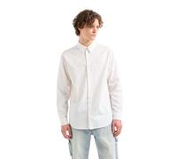 Armani Exchange Regular Fit Long Sleeve Jacquard Cotton all Over Logo Button Down Maglietta, Bianco Sporco, L Uomo