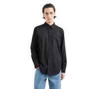 Armani Exchange Regular Fit Long Sleeve Jacquard Cotton all Over Logo Button Down Maglietta, Nero, L Uomo