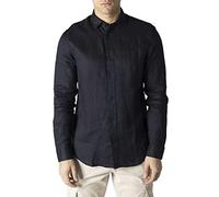 Armani Exchange Regular, TON Sur TON Embroidered Logo, Camicia Uomo, Navy, Extra Small