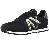 Armani Exchange Retro Running Sneakers, Scarpe da Ginnastica Donna, Schwarz Goldfarben, 38 EU