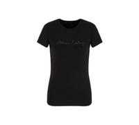 Armani Exchange Rhinestone Script Logo Cotton Crewneck T-Shirt, Nero, XL Donna