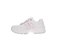 Armani Exchange Scarpe da Donna Speed Low Cut, Dettagli in Rete, Logo Big Side Sneaker, White+Pale, 36 EU, Bianco Pallido, 36 EU