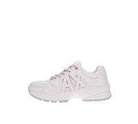 Armani Exchange Scarpe da Donna Speed Low Cut, Dettagli in Rete, Logo Big Side Sneaker, White+Pale, 36 EU, Bianco Pallido, 36 EU