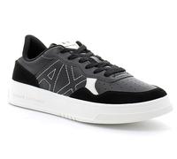Armani Exchange Scarpe da Ginnastica da Uomo, Dettagli Scamosciati, Logo Frontale, Nero, 42 EU