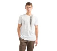 Armani Exchange Scollo a V con Logo Scattered con Barra Orizzontale Sbiadita, vestibilità Regolare T-Shirt, Bianco Sporco, S Uomo
