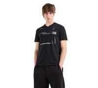 Armani Exchange Scollo a V con Logo Scattered Elements Slim Fit Jersey Tee T-Shirt, Nero, L Uomo