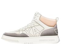 Armani Exchange Seattle, Suede Details, Logo Embroidered, High Top Sneaker, off White Rose Taupe, 37.5 EU