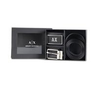 Armani Exchange - Set Cintura nera in pelle con doppia fibbia opzionabile per uo