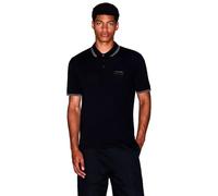 Armani Exchange Short Sleeve Side Logo Three-Button Collar Polo, Nero, L Uomo