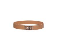 Armani Exchange Simple Look, Monocolor, Logo Buckle Cintura Piatta, Camel Rose, 90 cm Donna
