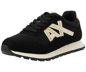 Armani Exchange Sneaker da Donna Essential, Drop, Microsuede Details, Black Pale Gold, 37.5 EU