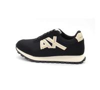 Armani Exchange Sneaker da Donna Essential, Drop, Microsuede Details, Black Pale Gold, 41 EU