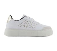 Armani Exchange Sneaker da Donna, Taglio Basso, Suola con Plateau, Colori a Contrasto, Op Bianco Pallido, 40.5 EU