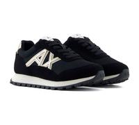 Armani Exchange Sneaker da Donna Essential, Drop, Microsuede Details, Black Pale Gold, 35.5 EU