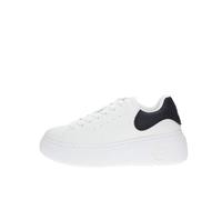 Armani Exchange Sneaker with Rubber Logo Patch on The Heel, Scarpe da Ginnastica Donna, Bianco Sporco+Nero, 40 EU