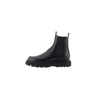 Armani Exchange Soletta Chunky con Logo inciso, Vera Pelle, Stivale alla Caviglia Uomo, Nero, 41 EU