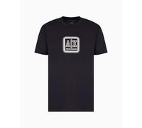 Armani Exchange Spray Paint AX Logo Tee T-Shirt, Navy Scuro, XL Uomo