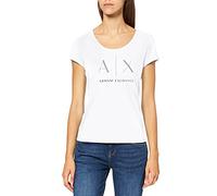 Armani Exchange Strass Logo Maglietta a Maniche Corte da Donna, Bianco (OPTIC WHITE 1000), S