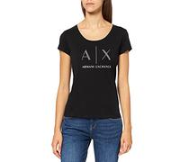 Armani Exchange Strass Logo Maglietta a Maniche Corte da Donna, Nero (BLACK 1200), S