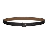 Armani Exchange Sustainable, Reversible, Logo Buckle Cintura Piatta, Nero/Tortora, 95 cm Donna