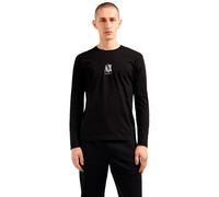 Armani Exchange T-Shirt a Maniche Lunghe da Uomo con Logo Ricamato, Nero, S