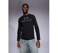 Armani Exchange - T-shirt a maniche lunghe slim fit nera con logo sul petto-Nero 40