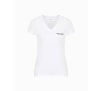 Armani Exchange Maglietta con Logo Milano/New York Slim Fit con Scollo a V T-Shirt, Bianco Ottico, XL Donna