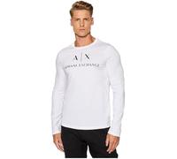 Armani Exchange A| x Long Sleeve Logo Crewneck T-Shirt, Bianco, XL Uomo