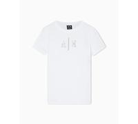 Armani Exchange T-shirt da donna con strass, Bianco ottico., L