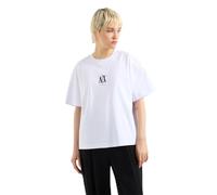 Armani Exchange T-Shirt da Donna Icon Project, Logo Frontale Ricamato, Bianco, M, Bianco Ottico, M