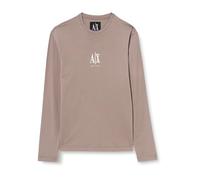 Armani Exchange T-Shirt da Uomo Icon Project, Logo Ricamato, Manica Lunga, Marrone, S, Legno, S