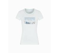 Armani Exchange T-shirt Di Cotone Con Paillettes E Logo Azzurro - Taglia M Donna