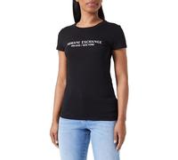 Armani Exchange T-Shirt Girocollo Slim Fit Milano New York, Nero, XS Donna