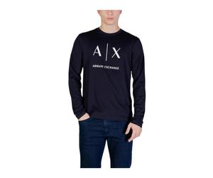 Armani Exchange - T-shirt Girocollo Manica Lunga in Cotone - - Tops - Uomo - Blu - L