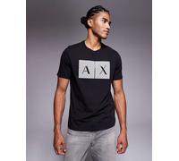 Armani Exchange - T-shirt nera a maniche corte con logo al centro-Nero 36