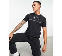 Armani Exchange - T-shirt nera con scritta del logo-Nero 38