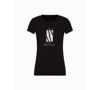 Armani Exchange Arte Sella, Foil Monogram Logo T-Shirt, Nero, L Donna
