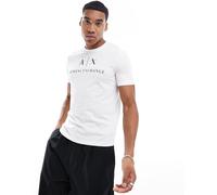 Armani Exchange - T-shirt slim fit bianca con logo sul petto-Bianco 38