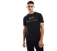 Armani Exchange - T-shirt slim fit nera con logo sul petto-Nero 38