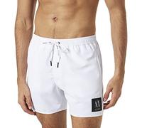 ARMANI EXCHANGE Tessuto sostenibile, base di Armani, Logo Box, Pantaloncini da tavola Uomo, Bianco, M