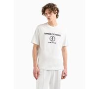 Armani Exchange The Grid, Sustainable, Embroidered Front Logo T-Shirt, Bianco Sporco, XS Uomo