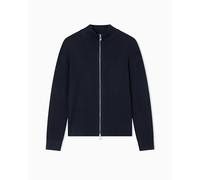 Armani Exchange Long Sleeve Back Logo Patch Zip Closure Maglione Cardigan, Navy Scuro, M Uomo